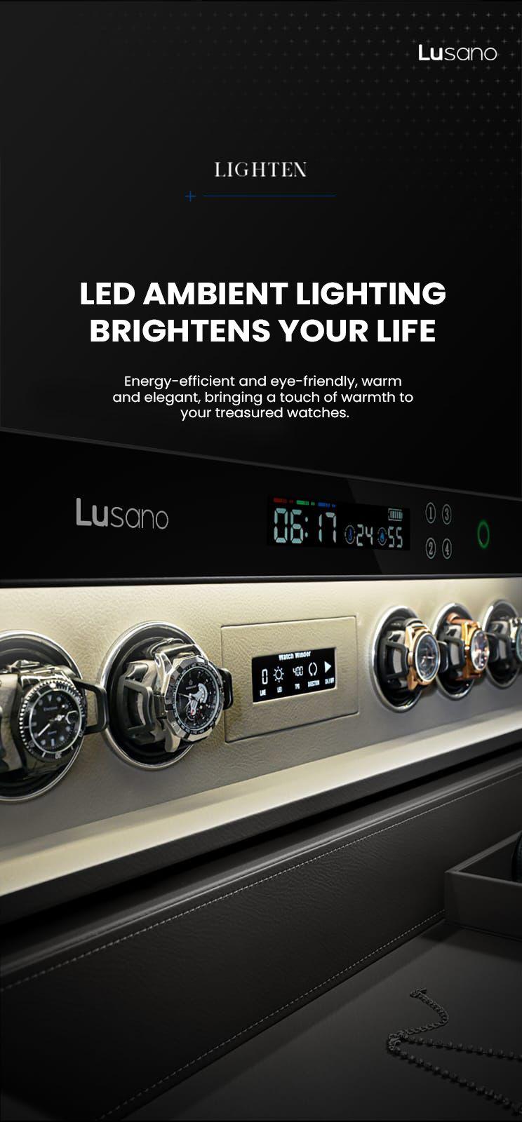 Lusano Drawer Safe with Watch Winder (6 watches)