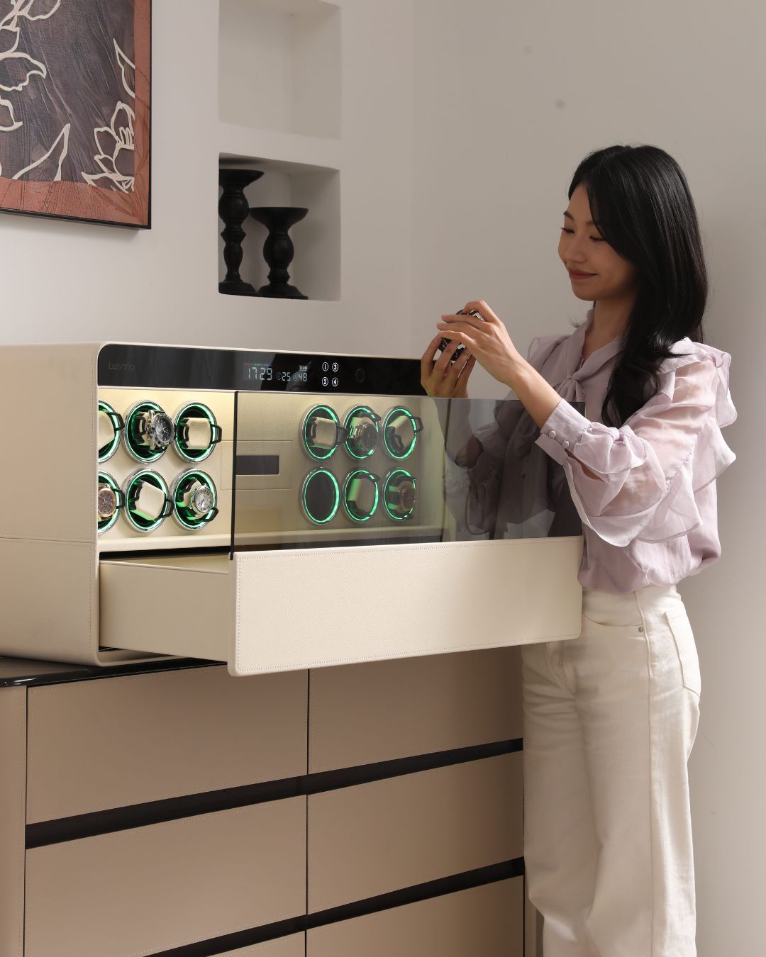 Lusano Drawer Safe with Watch Winder (6 Watches) Main image