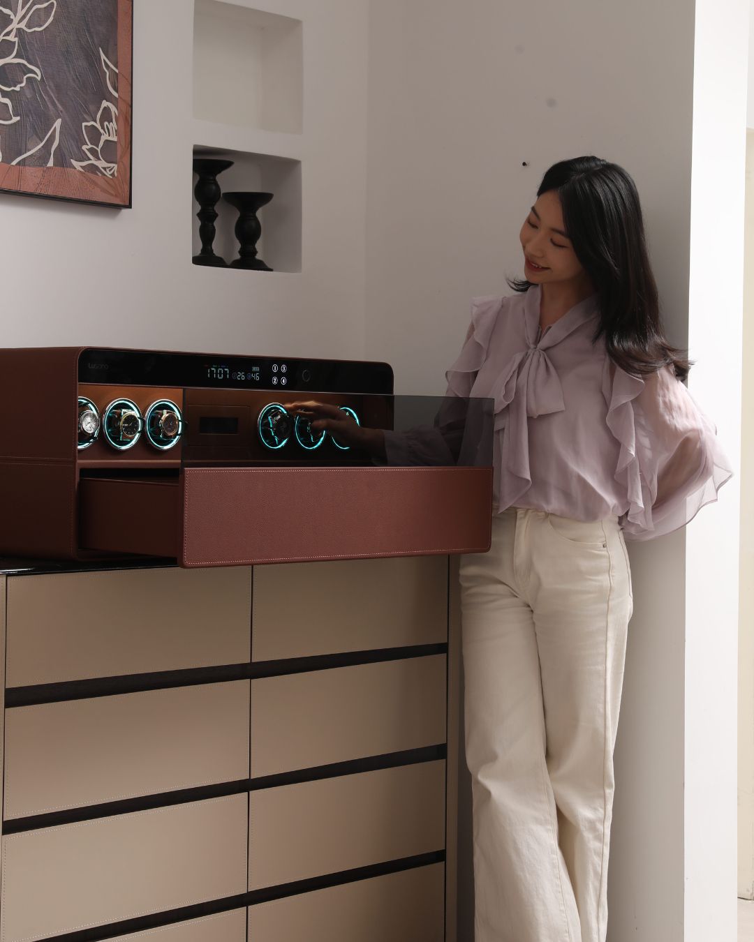 Lusano Drawer Safe with Watch Winder (6 Watches)