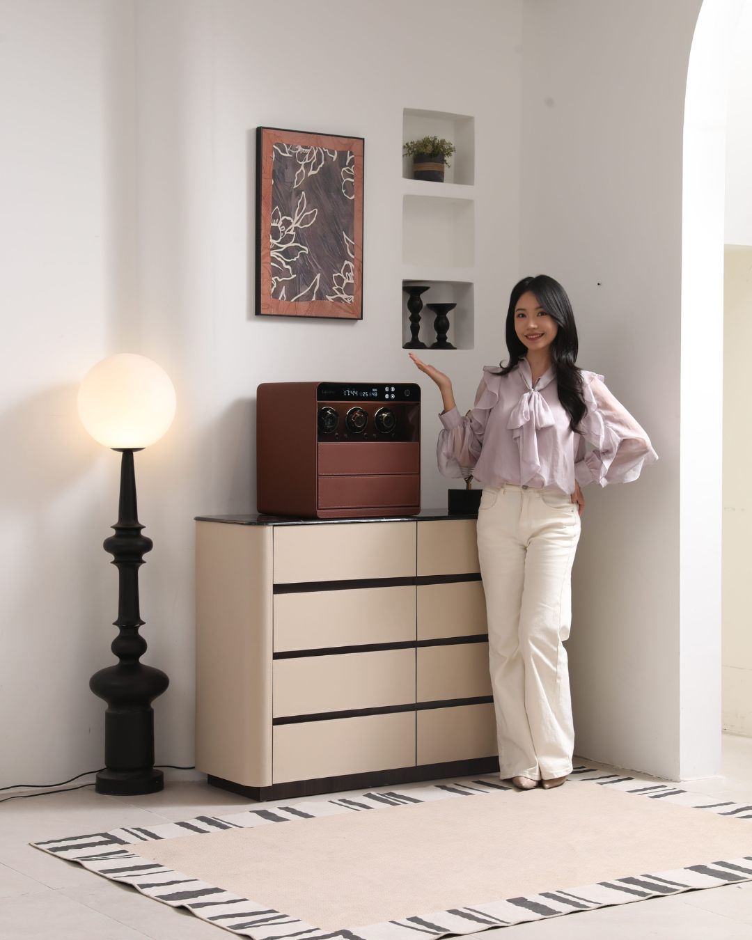 Lusano Drawer Safe with Watch Winder (3 Watches)