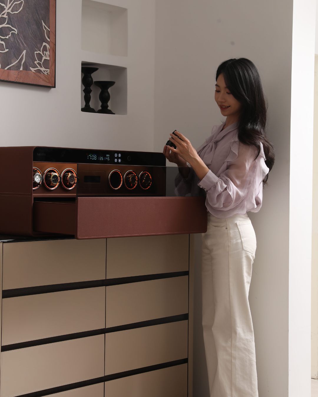 Lusano Drawer Safe with Watch Winder (6 Watches)