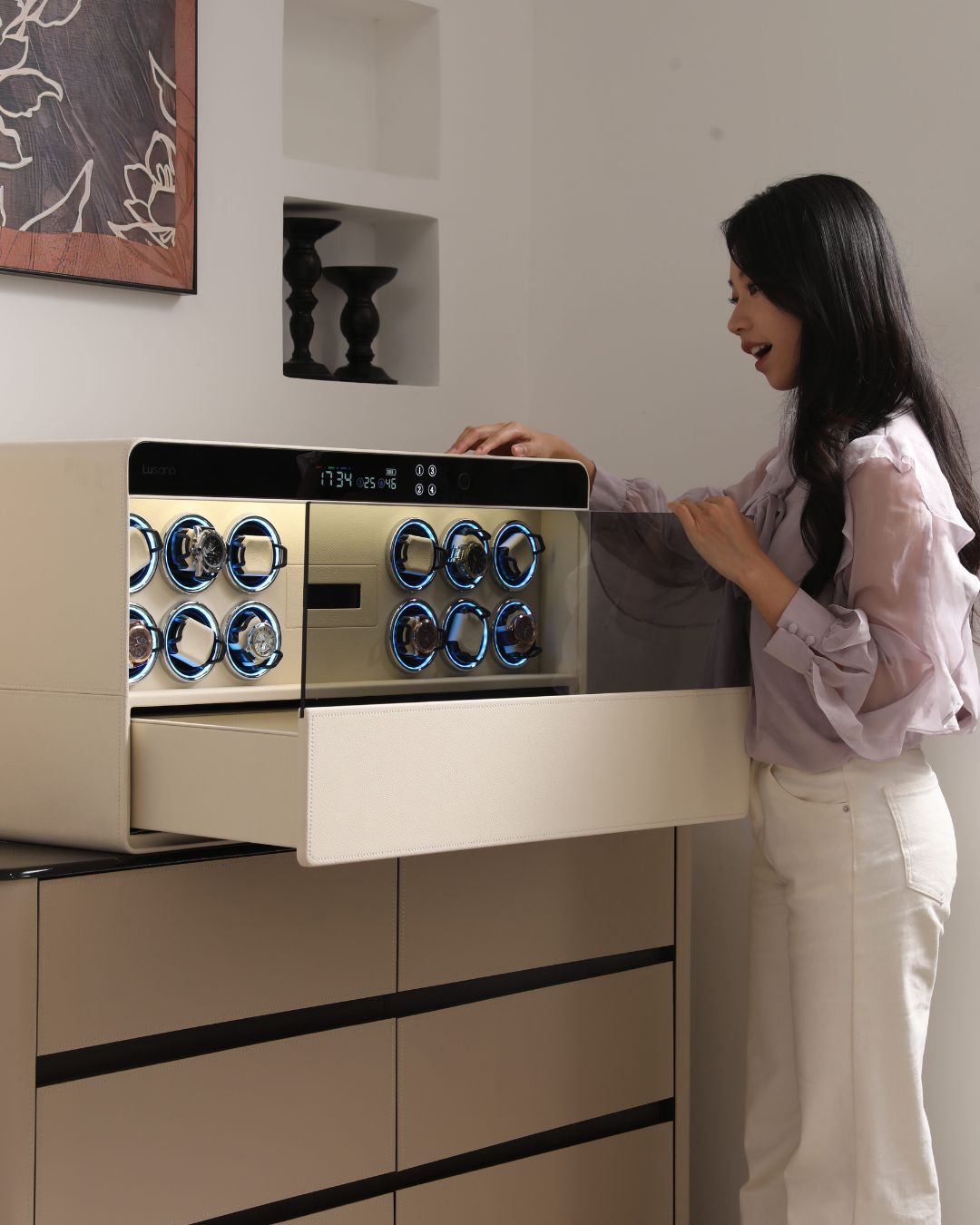 Lusano Drawer Safe with Watch Winder (6 Watches)