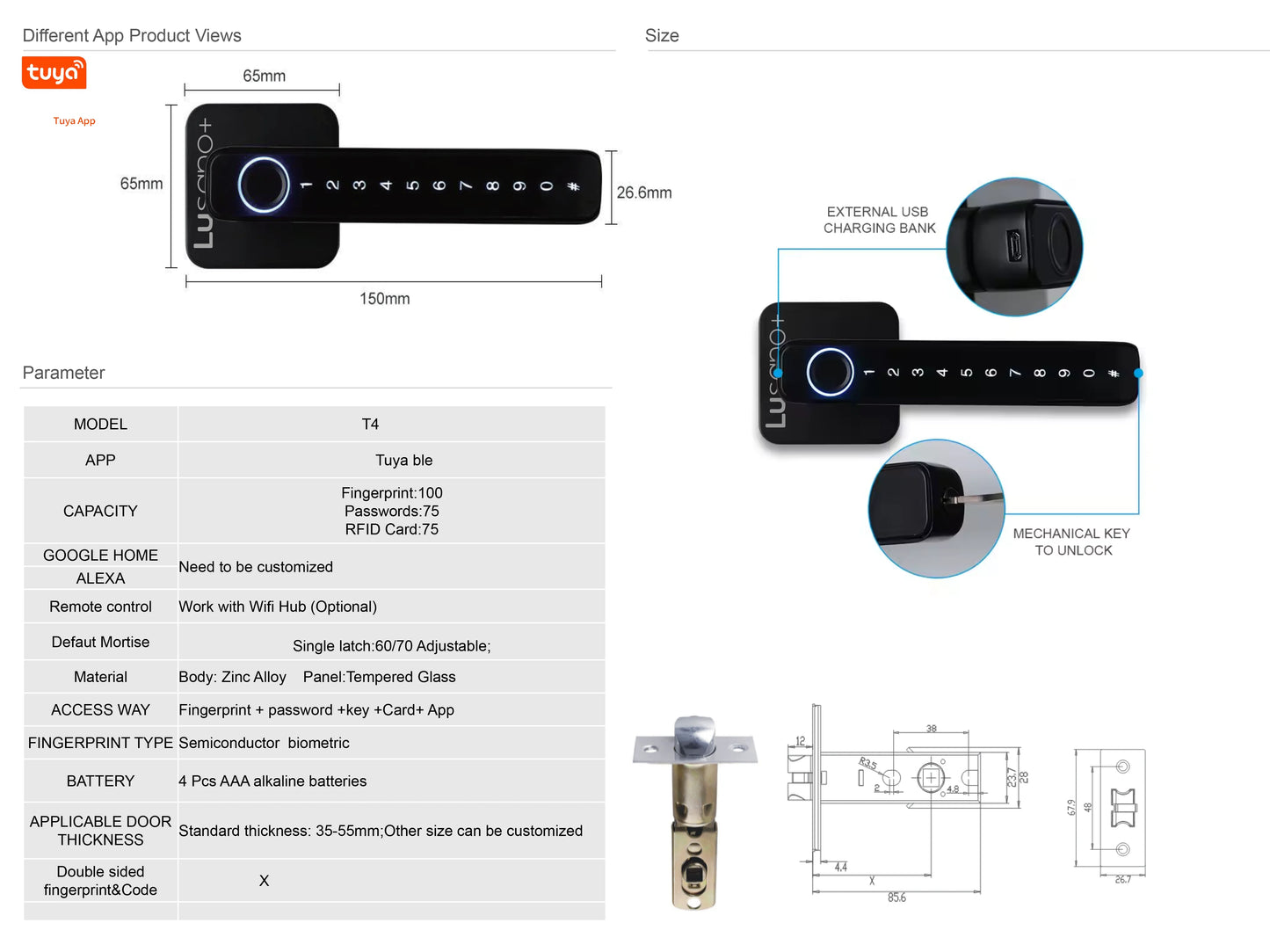 Lusano+ Bedroom Fingerprint Digital Lock for HDB / Office