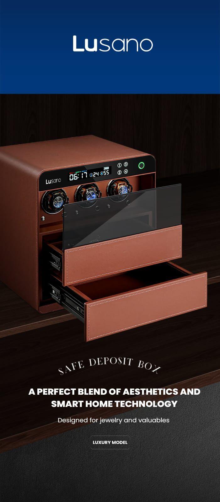 Lusano Drawer Safe with Watch Winder (3 Watches)