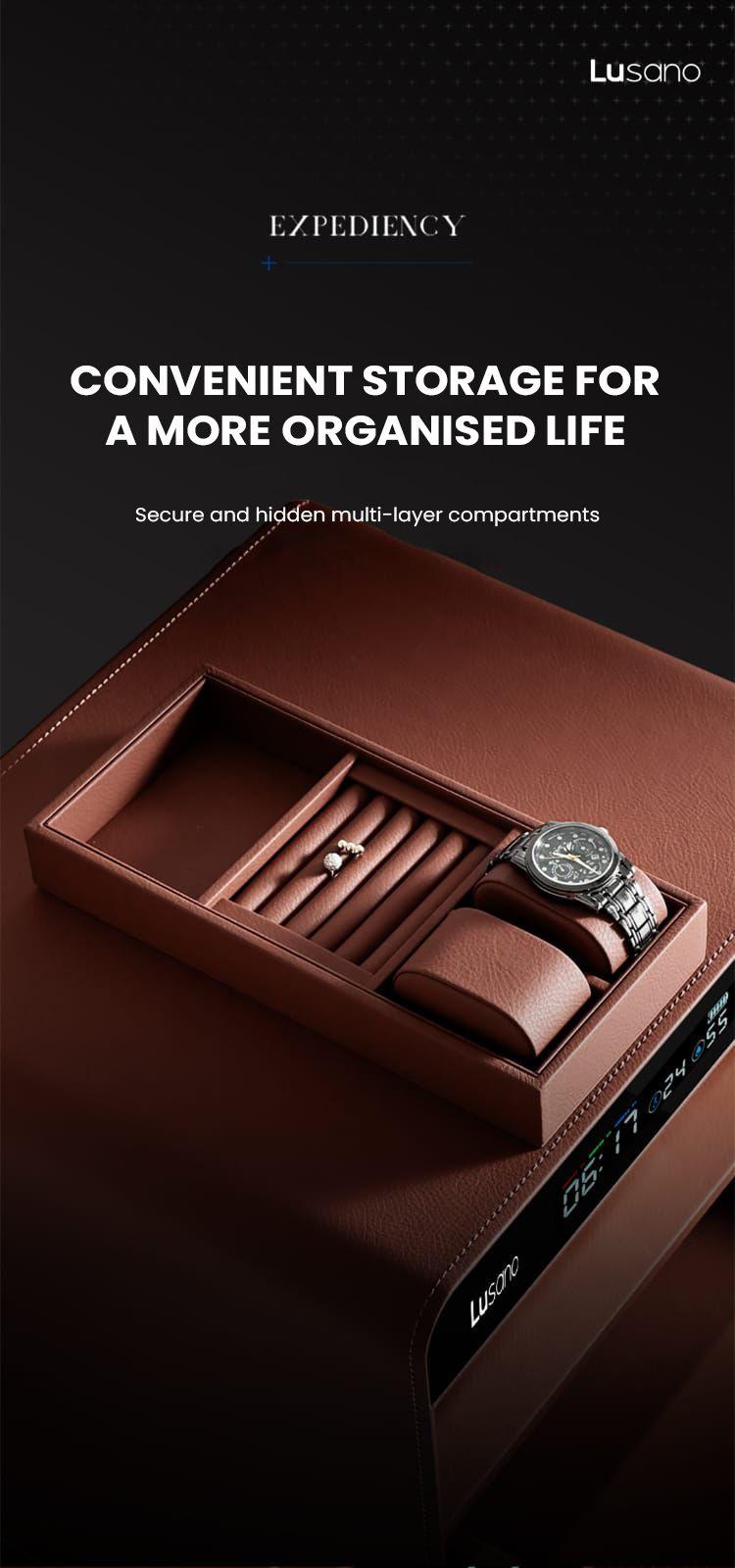 Lusano Drawer Safe with Watch Winder (3 Watches)